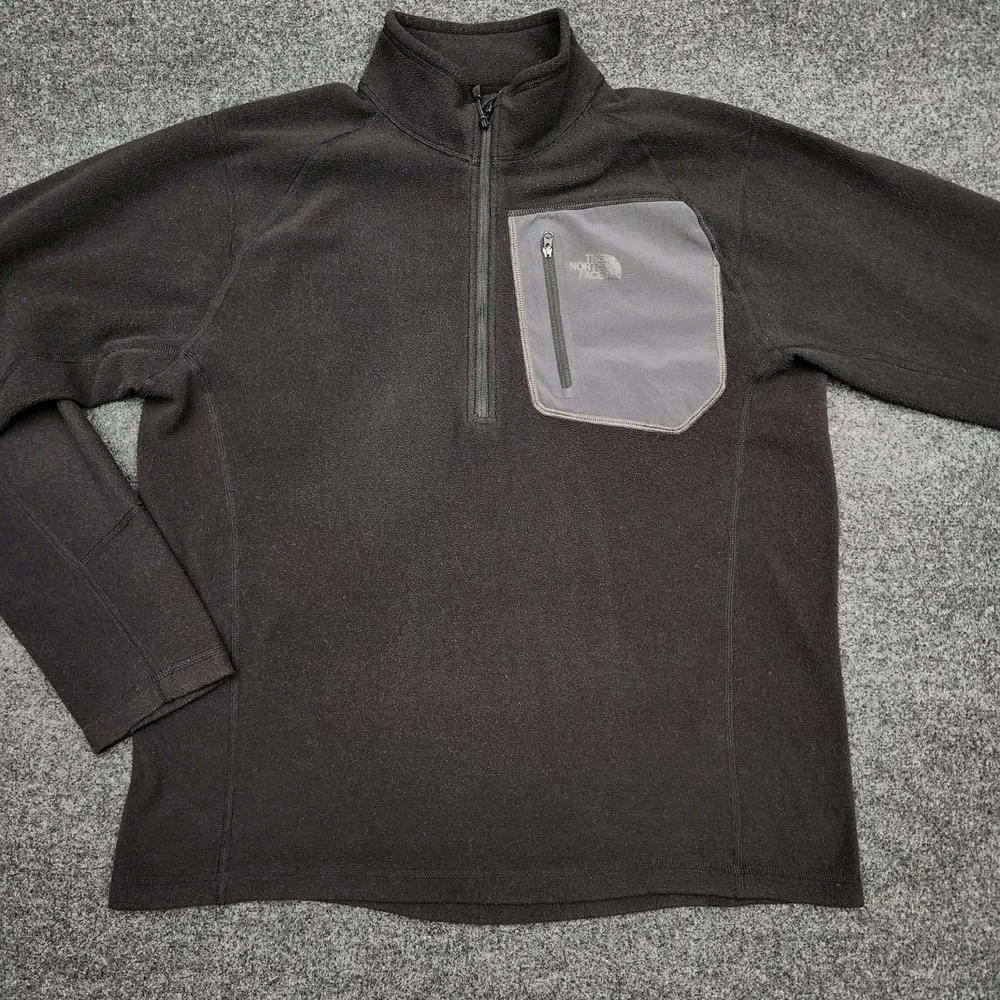 The North Face‎ Mens Medium Quarter Zip Fleece Pullover Black Pocket Lightweight